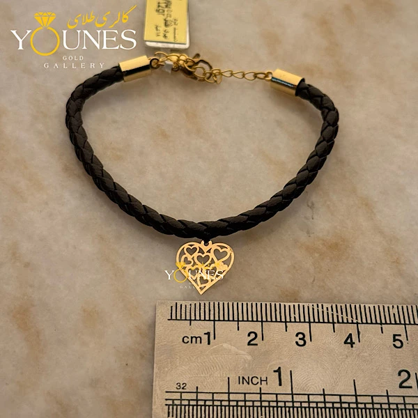 دستبند چرم قلب قلبی طلا